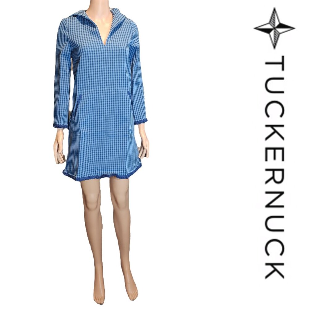 Tuckernuck Blue Gingham Hooded Mini Dress
